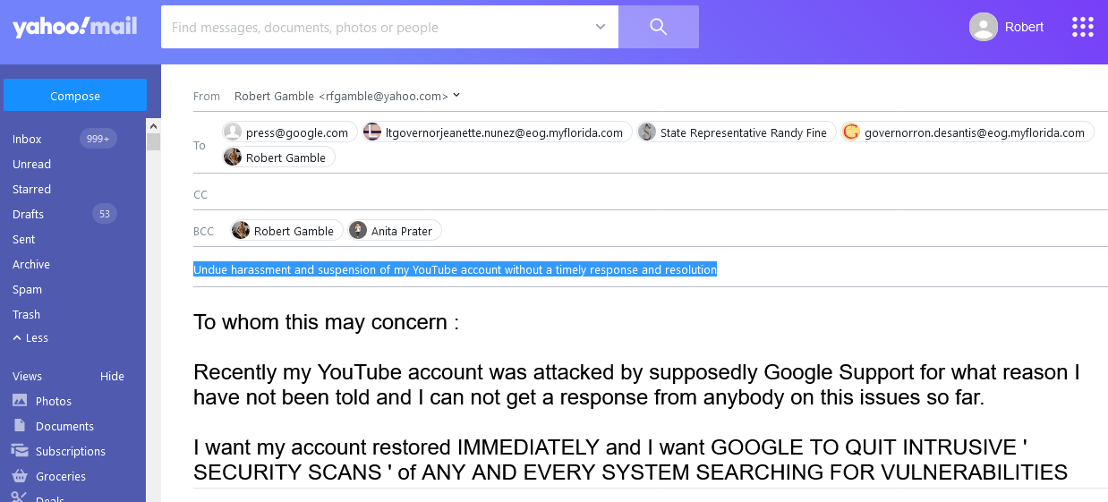 Email to press@google.com - the only contact poit I can find so far